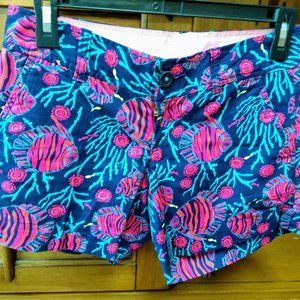 Lilly Pulitzer callahan shorts Jammin fish red blue Size 00